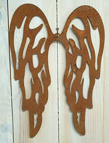 Flor & Decor 2er Set Engelsflügel Rost Garten Deko Outdoor Edelrost Flügel Engel 28cm x 20cm