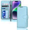 TECHGEAR iPhone 14 Leather Wallet Case, Flip Protective Case Cover with Wallet Card Holder, Stand and Wrist Strap - Light Blue PU Leather with Magnetic Closure for iPhone 14 6.1