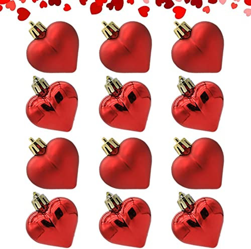 Kasmole Herzförmige Weihnachtskugel-Ornamente - Baumschmuck Weihnachtskugel-Ornamente | Herzförmige Kugelornamente für Weihnachtsfeierdekorationen, dekorative Baumanhänger für Hochzeit, Valentinstag