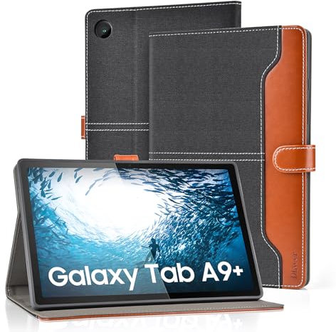 DLveer Case for Samsung Galaxy Tab A9 Plus 2023 11 inch,Soft Tpu Cover for Samsung Tablet A9+ (SM-X210, SM-X215, SM-X216B) PU Leather Case with Pocket, Auto Wake/Sleep, Multiple Angles