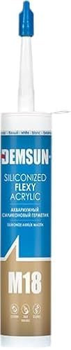 DEMSUN M18 Siliconized Acrylic Sealant 310ml White - One-Component, Waterproof, Overpaintable, Low VOC, Easy Application, Flexible, Crack Filler, Ideal for Windows, Doors, Walls, Ceilings & Joints