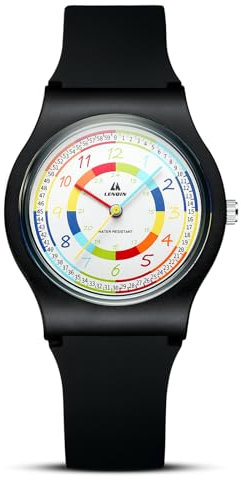 LN LENQIN Kinderuhr Junge Mädchen Lern Armbanduhr für Kinder, Jungen und Mädchen, Analogeuhr mit Übungen zum Erlernen der Uhrzeit 5 ATM Wasserdicht
