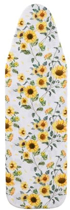 SHERWOOD Ironing Board Cover 124 x 38cm 100% Cotton Cover with Thick Felt Resists Scorching and Staining Adjustable Size Iron Board Cover (Sunflowers,124 x 38cm)