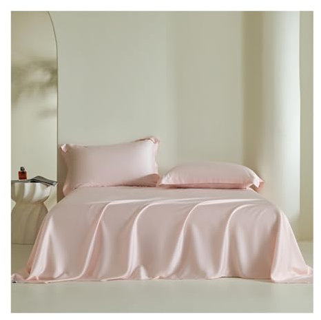 Eukalyptus-Tencel Bettlaken ohne Spanngummi 160x230 200x230 245x245 Fadenzahl 500 kühlendes Haushaltstuch Super Weiches Atmungsaktive Lyocell Laken (Color : Pink, Size : 245x245cm)