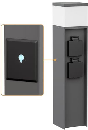 ledscom.de Pollerleuchte PODEL für außen, Smart Home, 39cm, anthrazit, 2 Steckdosen, inkl. G9 Leuchtmittel, 501lm, warmweiß