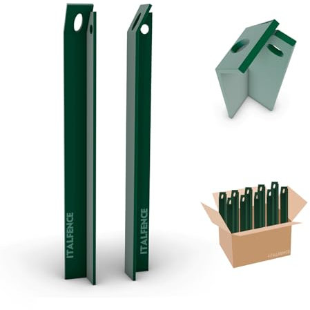 Italfence - L-profil Zaunstreben für Maschendraht Drahtzaun, grün pulverbeschichtet (verschiedene Höhen) [H 120cm, 10 Stück]