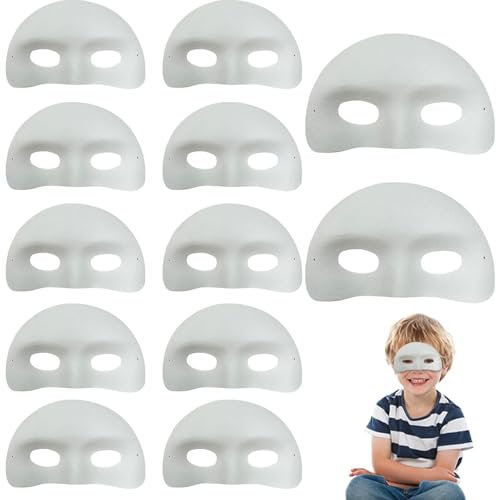 Yorajuy Überstreichbare weiße Maske, weiße Maske für Graffiti,12 Stück Maskerade-Gesichtspackungen - Leere Graffiti-Maske, Farbmaske für Karneval, Cosplay, Maskerade