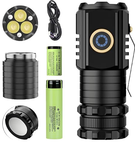 Magnolight, Magnolight Flashlight, High Powered Torches, Flashlight Rechargeable, Mini Portable Type-C Rechargeable Super Bright LED Torch Lamp Flashlight, Mini Flashlight with Pocket Clip (S350)