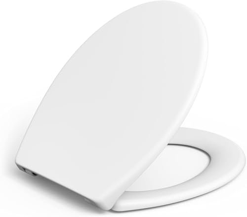 IDEALHOUSE Toilettendeckel mit Absenkautomatik, WC Sitz einfache Montage, Klodeckel Mit Quick-Release Funktion, LöSt Sich Nie Klobrille aus antibakteriellem Duroplast - Oval Weiß