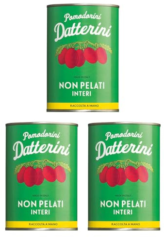 Viani | Italienische Datteltomaten ungeschält | Pomodorini Datterini aus Kampanien | feine Fruchtigkeit und Süße | 3 x 400g Dose