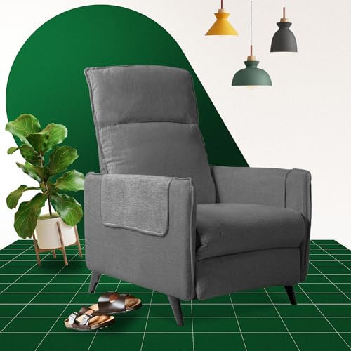 Softa Ergonomischer Relaxsessel mit Seitentaschen,Atmungsaktiver Schlafsessel mit Verstellbare Rückenlehne (90°–165°), 120 kg belastbar geeignet für Wohnzimmer und Schlafzimmer Grau