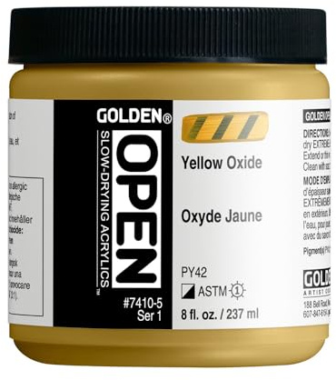 OPEN Slow-Drying Acrylics by GOLDEN, Yellow Oxide, 8 fl oz. Jar, Professional Acrylic Paint, Semi-Opaque