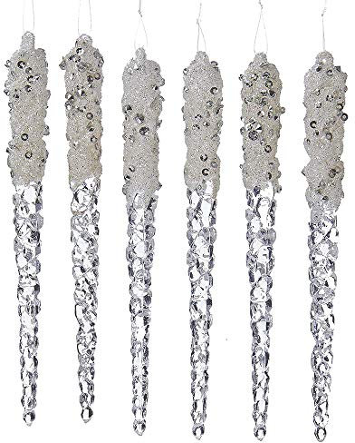 Kurt S. Adler Eiszapfen aus Kunststoff mit Glitzer, 6 Stück, 15 cm, Mehrfarbig