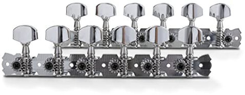 Gewa 545515 Meccanica Chitarra Acustica 12 Corde Set, Bottoni Metallici Nichelati