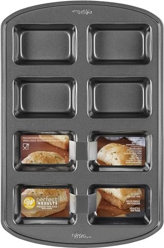 Wilton 2105-3972 Mini Loaf Baking Tin, Perfect Results, Non Stick, 8 Hole, Silver