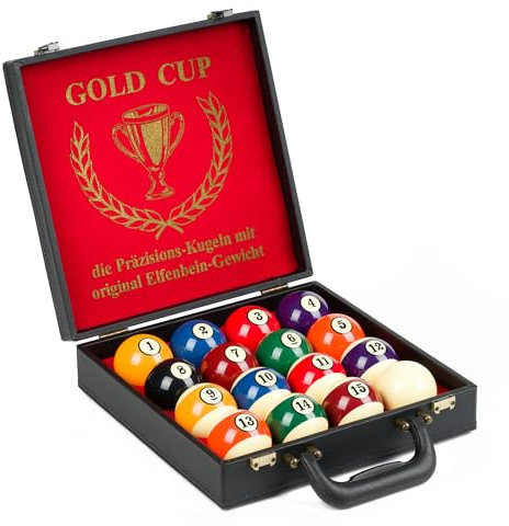 Automaten Hoffmann Turnier-Billardkugeln Gold Cup | Profi-Billardkugeln Set mit o. ohne Koffer | Perfekte Spieleigenschaften | Durchmesser: 57,2 mm | aus hochwertigem Phenolharz
