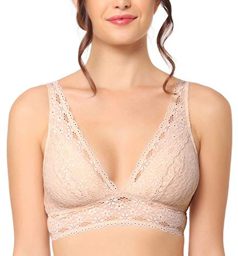 Wacoal Women's Halo Lace Soft Cup Bralette Bra, Sand, 40 inches