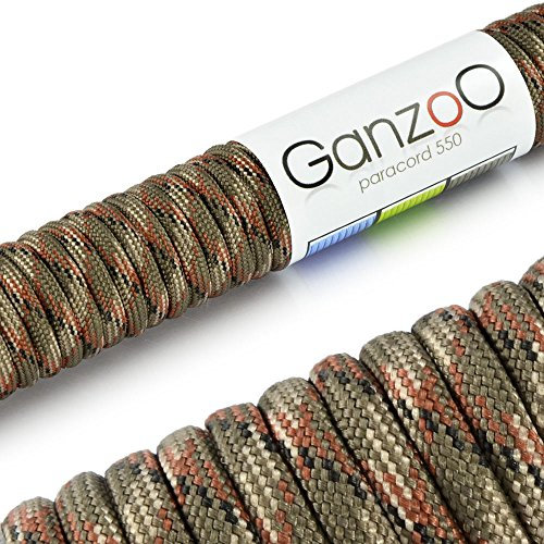 Ganzoo Paracord 550 Seil Camouflage 4mm Schnur Typ 3, Nylon & Polyester, ideal für Basteln von Hundeleine Halsband Armband/Camping Survival und Outdoor 15 Meter Allzweckseil 7 Innenstränge