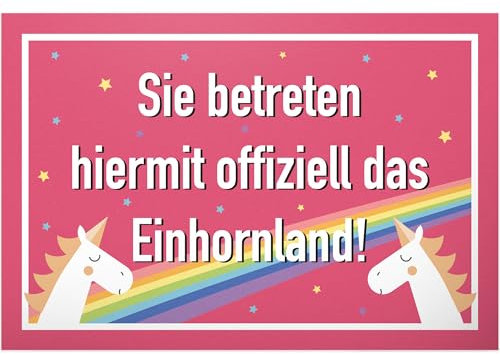 DankeDir! Sie betreten offiziell das Einhornland - Schild Süße Wand-Deko Türschild Mädchen Wohnung Geschenkidee Geburtstagsgeschenk - beste Freundin Süße lustige Deko