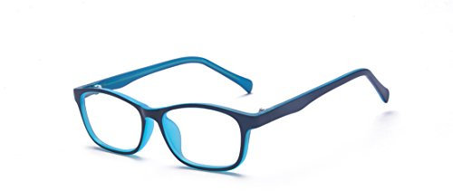 ALWAYSUV Blaulicht blockierende Brille Vintage Nerd Square Keyhole Design Brillenrahmen für Kinder Kinder Teens Blau