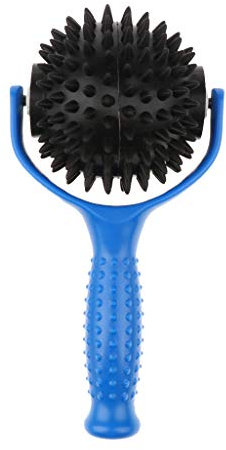 SM SunniMix Massage-Roller Massageball mit Noppen Ganzkörper Akupunktur Massageroller mit Griff Hand Massagegerät Selbstmassagerolle, Blau + Schwarz