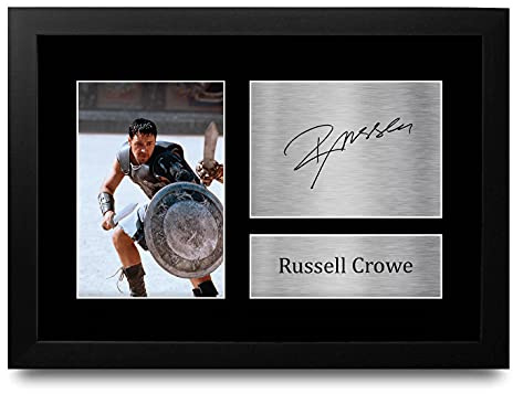 HWC Trading Russell Crowe A4 Gerahmte Signiert Gedruckt Autogramme Bild Druck-Fotoanzeige Geschenk Für Gladiator Filmfans