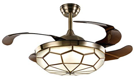PIAOLING Silencieux Ventilateur de Plafond Invisible European Full Bronze Ventilateur De Plafond Lumière LED Salon Ventilateur Ventilateur De Ménage Chandelier 110-240v Économie d'énergie