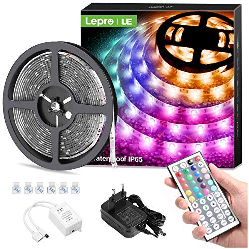 Lepro LED Strip 5M, LED Streifen Outdoor, LED Lichtband Außen, Wasserdicht IP65, RGB Dimmbar Lichtleiste Light, Lichtband Leiste, Bunt Kette Stripes für Party Weihnachten Deko