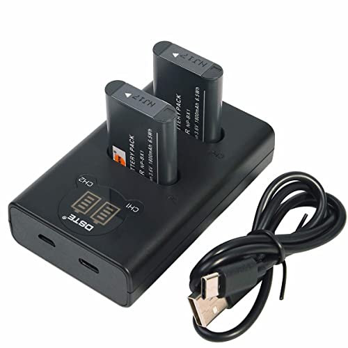 DSTE 2X NP-BX1 Rechange Batterie + Dual USB Charger avec écran LCD Compatible pour NP-BX1/M8 et Sony ZV1 ZV-1 ZV-1F HDR-CX240E DSC-RX10 II DSC-RX1B DSC-RX1R DSC-RX1R/B DSC-RX100 II Caméra