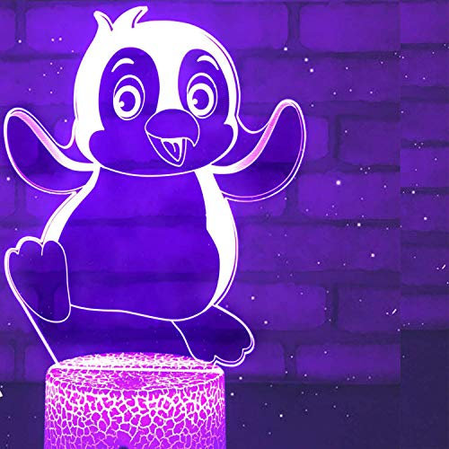 Jinson well 3D Pinguin Lampe optische Illusion Nachtlicht, 7 Farbwechsel Touch Switch Tisch Schreibtisch Dekoration Lampen mit Acryl Flat ABS USB Kabel Spielzeug