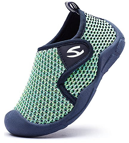 SMajong Chaussons de Maison Garçon Pantoufle d'intérieur Fille Chaussettes Antidérapantes Bébé Chaussures Premier Pas Chaussures de Sport Vert 27 EU