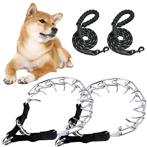 JKSMGS Collar de adiestramiento para perros, 2 Set Formación Dedicada Cómodo Duradero Ajustable, con Desmontable Rápido Cierre Lock y Correa, Collar Antitirones Perros para Grandes y Pequeños Perros