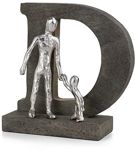 Moritz Skulptur Vater und Kind | Tochter | Sohn | 22 x 8 x 25 cm | Dad and Child | Deko Aufsteller | Familien Dekoration | Buchstabe I schwarz