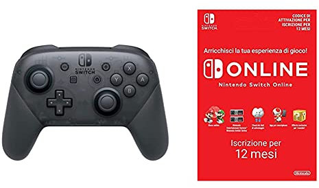 Nintendo Switch: Pro Controller, Nero & 365 Giorni Switch Online Membri (Individual) Codice download