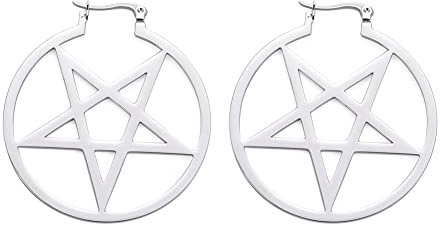 Halloween Ohrringe Fledermaus Spinne Schlange Teufel Pentagramm Mystical Hoop Earrings Ohrstecker Halloween Ohrgehänge Dekorationen Halloween Cosplay Kostüme (Pentagramm-S)