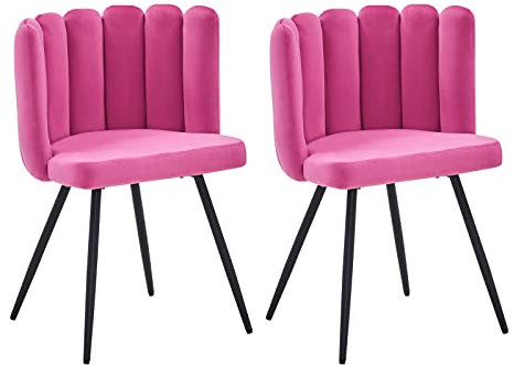CLIPOP Schminktisch Stuhl, Lesesessel Bequem, Lounge & Cocktailsessel, Muschelsessel Weicher Kleiner Wohnzimmer Sessel mit Metal Leg, Polsterstuhl mit Armlehnen für Schlafzimmer (2, Rosa)