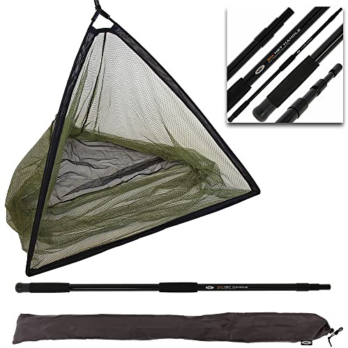 DNA Leisure NGT 42 Carp Fishing Landing Net & 3m 3pc Telescopic Handle With Stink Bag