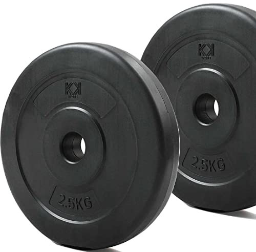KK Vinyl Weight Plate Set. For 1 Inch Barbell Bar Dumbbells Weight Disc Pair. 2 x 2.5kg, 5kg or 10kg Barbell Weight Plates. Dumbbell Plates for Home or Gym Training or Weightlifting. (2 X 2.5kg)