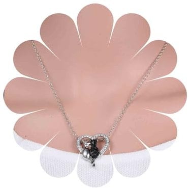Sttiafay Heart Black White Cat Necklace Chain Dainty Rhinestone Double Cat Pendant Necklace I Love You Forever Animal Necklaces Jewelry Gifts for Couple