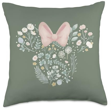 Disney Minnie Mouse Icon Spring Flowers Sage Green Throw Pillow, 18x18, Multicolor