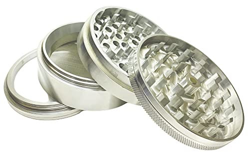 Fenny's Creations Kitchen Herb Grinder Metal Aluminium 90mm Spice Mills Big Diameter (Silver)