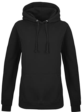 AWDis Damen Girlie College Hoodie Kapuzenpullover, tiefschwarz, 38