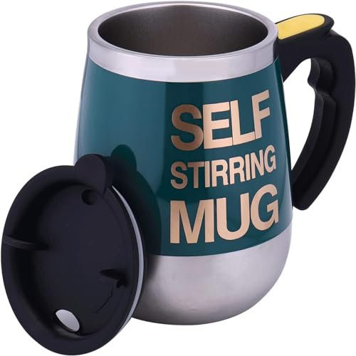 IAMPDD Self Stirring Mug Auto Self Mixing Stainless Steel Cup for Coffee/Tea/Hot Chocolate/Milk Mug for Office/Kitchen/Travel/Home -450ml/15oz The best gift（Emerald Green）…