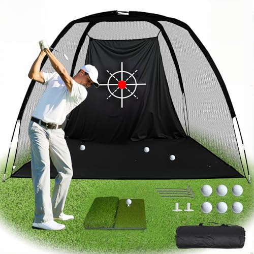 Kapler Golf-Übungsnetz mit 2-in-1-Rasenmatte und Übungs-Set, 2,4 x 1,8 m