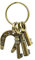Origineller Schlüsselanhänger und Glücksbringer mit Hufeisen, Eule, Hand der Fatima, Glücksklee, Gold. Haus- oder Autoschlüssel, böser Blick, Originalschlüssel.