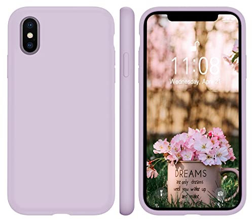 WXX iPhone X Hülle Silikon Case, Hanyhülle iPhone XS Ultra Dünn mit Microfiber, Flüssig Silikon Gel Gummi Kratzfeste Schutzhülle Matt Hülle für iPhone X/XS 5.8'' Lila