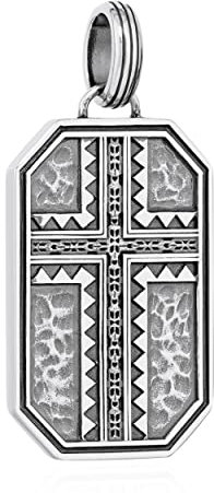 NKlaus 32mm Platte mit Kreuz Kettenanhänger 925 Sterling Silber Scheibe gehämmert 14028