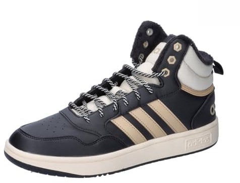 adidas Men's Hoops 3.0 Mid Lifestyle Basketball Classic Fur Lining Winterized Shoes, core Black/Magic Beige/Wonder White, 4 UK
