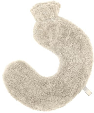 Neck Hot Water Bottle with Removable Faux Fur Cover, Wrap Around Hot Water Bottles for Body, Neck and Shoulder - Pampering and Gift Idea for Him and Her (Cream)
