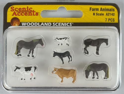 Woodland Scenics A2142 Pferde Esel Kuh Kalb Bauernhof Figuren Spur N 1:160 Farm Animals